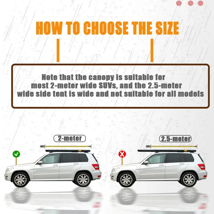Tente auvent rétractable en aluminium sur mesure pour 4x4 - Abri latéral pour toit de voiture pour la randonnée en montagne et le camping tout-terrain en SUV