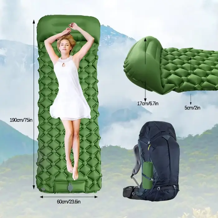 Matelas gonflable de camping extérieur avec oreillers