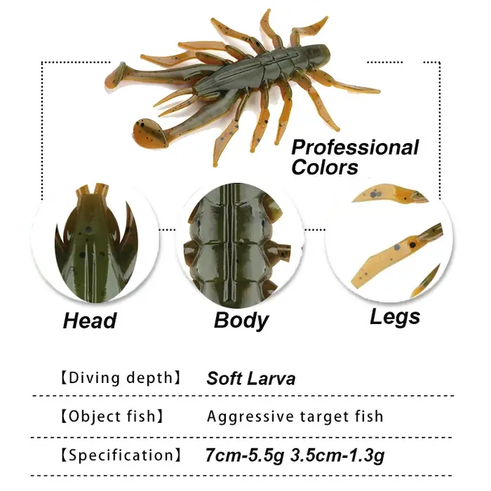 WESTBASS 4 pièces appâts de natation souples 3.5 cm-7 cm Silicone créature insectes appâts en caoutc