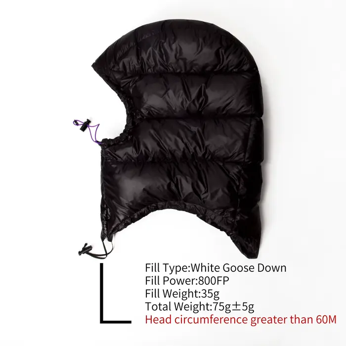 AEGISMAX casquette de randonnée en plein air, chapeau en duvet d'oie, sac de couchage ultraléger, ac