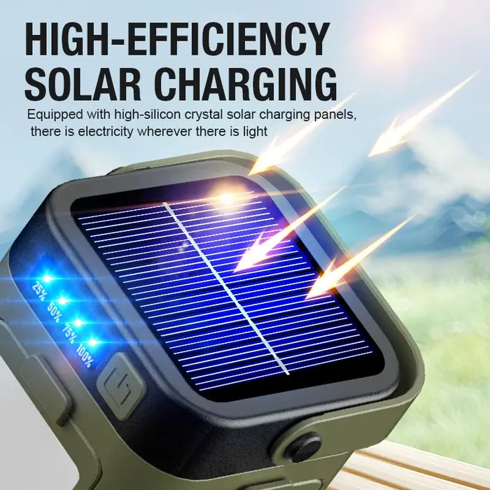 Lampe de camping multifonctionnelle avec double mode de charge solaire de type C conception de source de lumière extensible pour plusieurs scénarios extérieurs