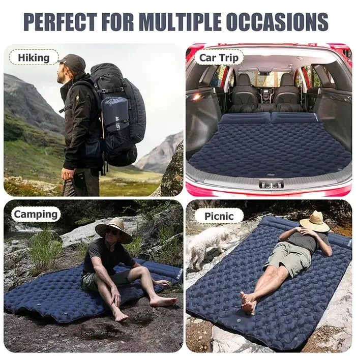 Tente de camping, grand matelas pneumatique pour 2 personnes