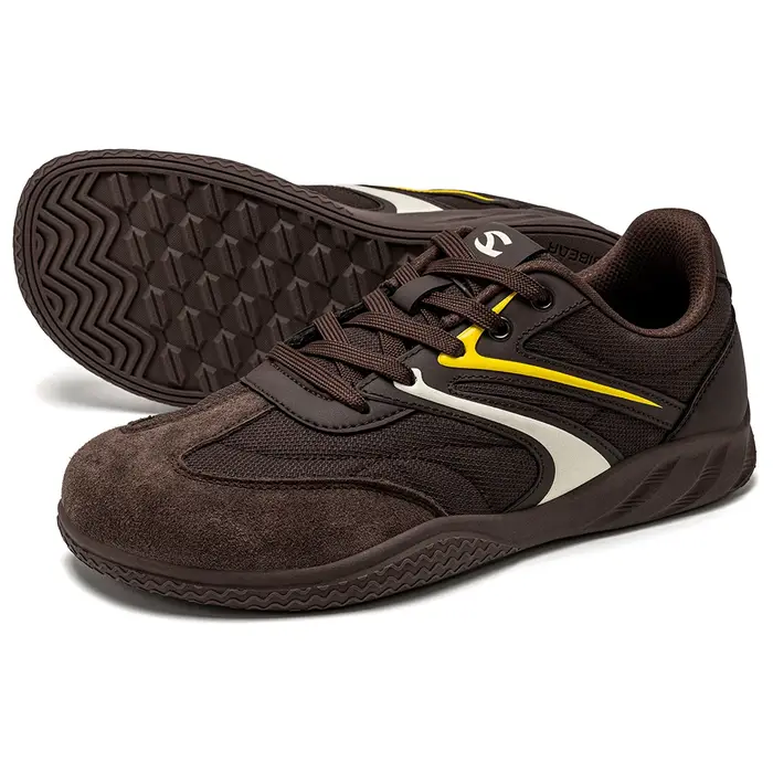 HOBIBEAR Chaussures minimalistes unisexe en cuir synthétique à lacets, style rétro, pour la marche, 