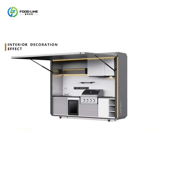 Cuisine de camping extérieure modulaire moderne personnalisée de qualité supérieure, installation facile avec évier et réfrigérateur pour le jardin
