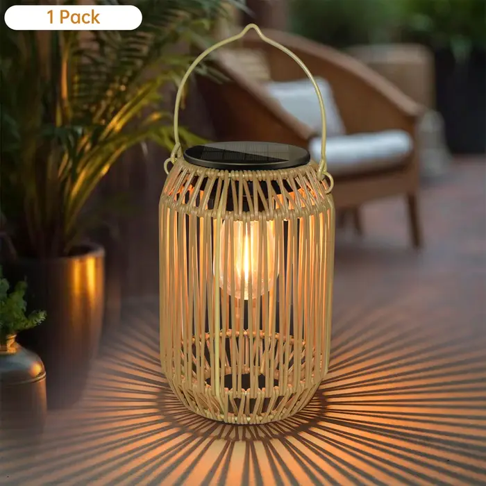 Lanternes solaires lumières solaires extérieur étanche Boho lumière pour extérieur suspendu lanterne en rotin décoration pour jardin cour Patio
