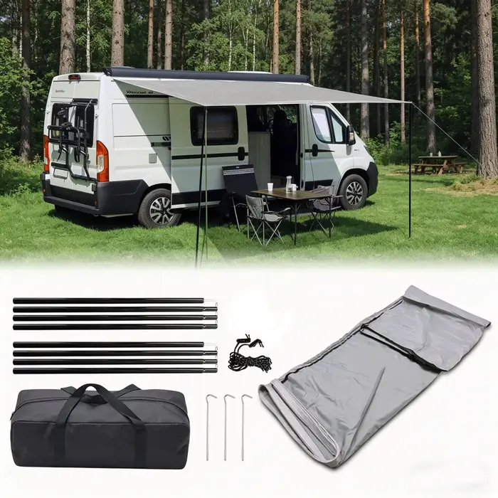 Auvent de camping-car, tente latérale pour caravane, abri de camping extérieur 2,5x2,4m avec sac de rangement pour campeurs, randonneurs, accessoires