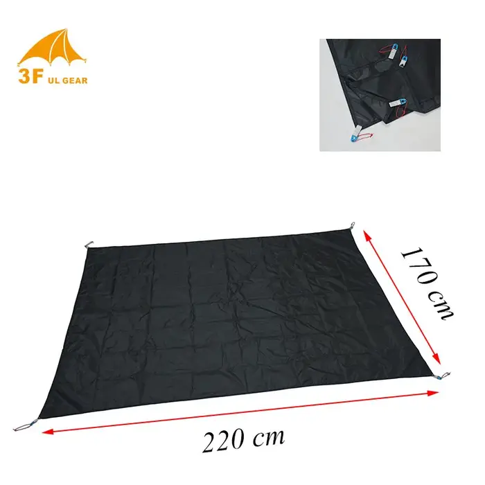 Version améliorée 220 grammes 3F UL Gear 15D Silnylon 220x170 cm Qiongkong Tapis de sol pour tente 3 personnes