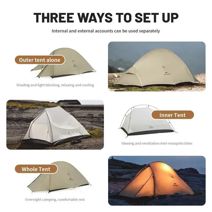 Naturehike CloudUp 2 tente Pro 2 personnes améliorée 20D étanche camping en plein air randonnée ultralégère 2