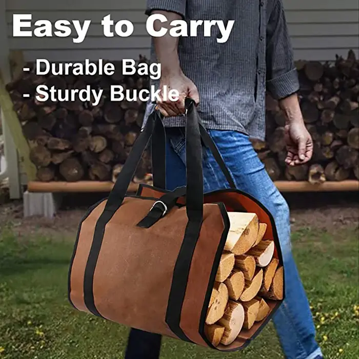 Sac de rangement portable et durable pour bois de chauffage