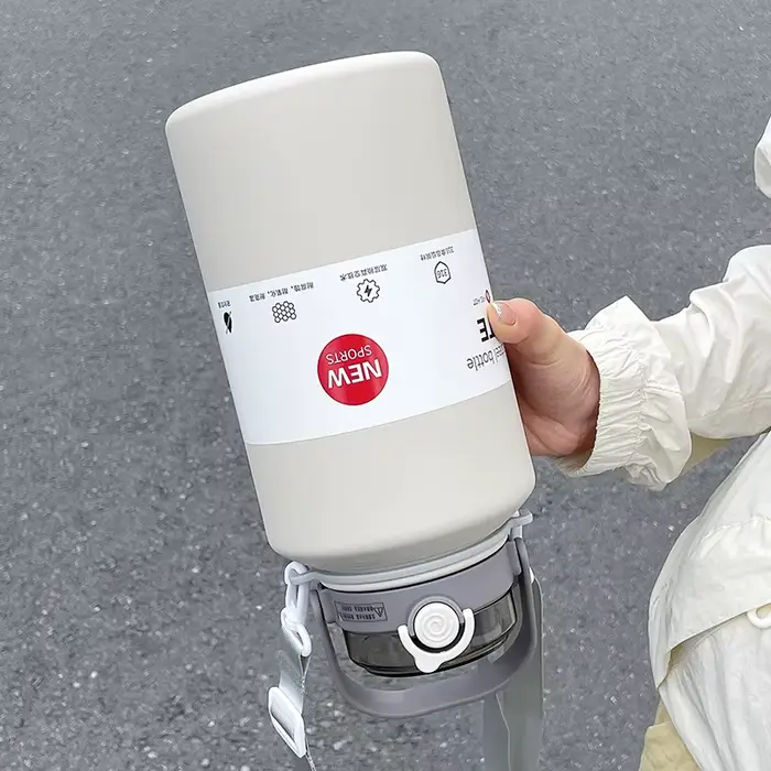 Bouteille isotherme en acier inoxydable grande capacité 800 ml/2000 ml avec poignée et paille