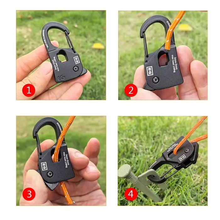 Ajusteur de corde de tente en alliage d'aluminium antirouille, à dégagement rapide, autobloquant, léger, portable, accessoires de camping en plein air