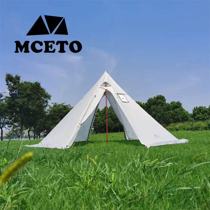 Tente Tipi Légère avec Tuyaux de Cannelure Ignifuge, Fenêtre Tipi, Tentes pour Équipe Familiale, Sac