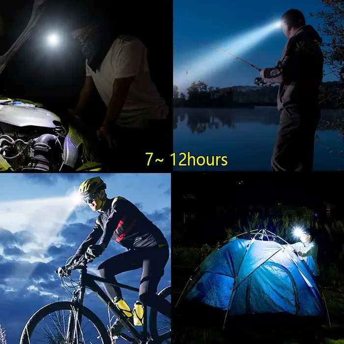 Lampe frontale lampe de poche LED la plus puissante phare rechargeable avec 8 modes capteur de mouvement lampe frontale étanche lanterne pour l'extérieur