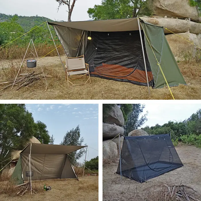 Tente Bushcraft Style boulanger Camping en plein air multifonction abri
