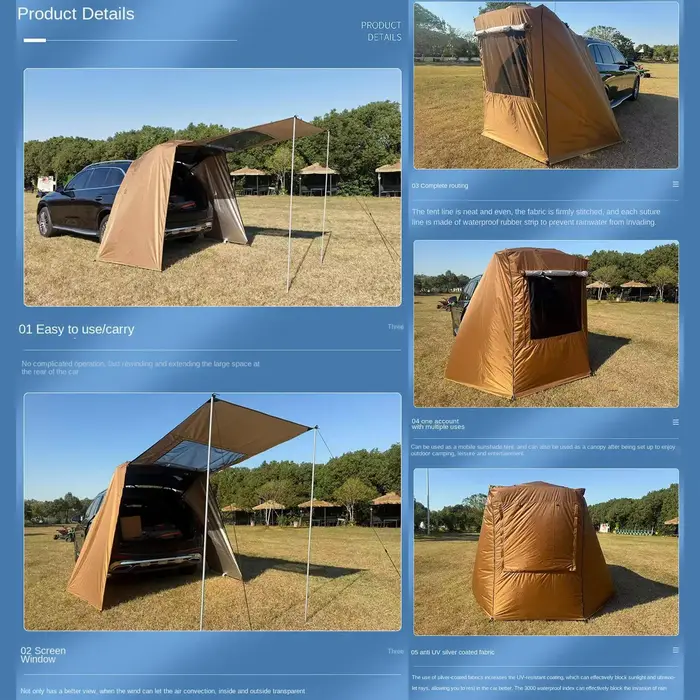 Tente arrière de voiture portable / bâche de camping