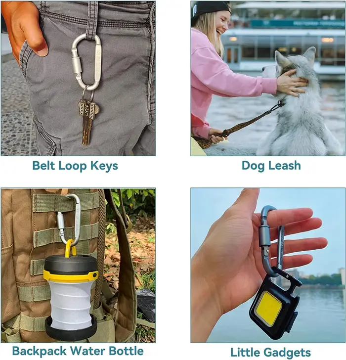 4 pièces ensemble de mousquetons pour clé Camping survie EDC extérieur porte-clés Clip alliage d'aluminium tactique