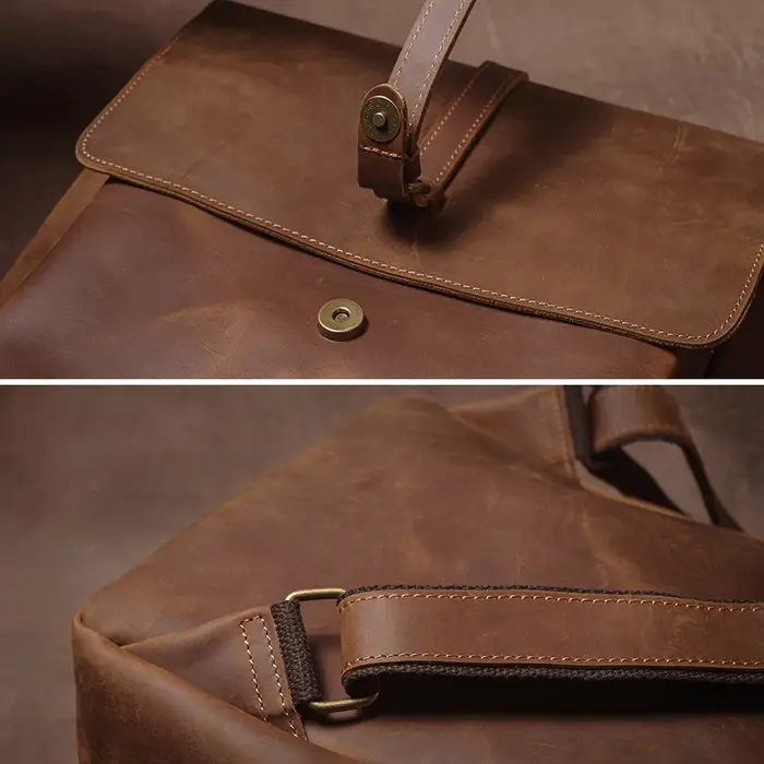 GURO – sac à dos rétro en cuir véritable pour hommes et femmes, sac de voyage à rabat Simple, en cuir de vache naturel, cartable de luxe, sacs à dos de banlieue quotidiens