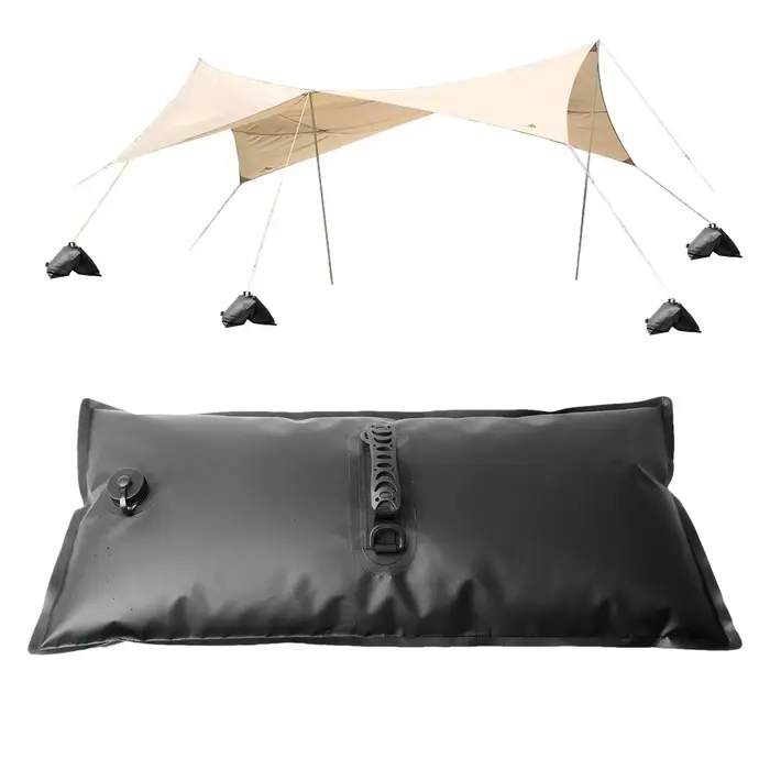 Poids de tente en sac d'eau, base de support résistante au vent avec poignée, sac d'eau pliable pour auvent extérieur et toile de fond de fête