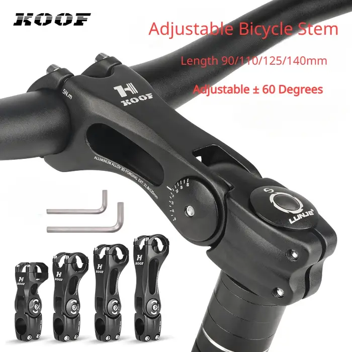 Tige de vélo vtt réglable 25.4 31.8mm tige de guidon de vélo ultralégère 3D forgée ± 60 ° Puissanc