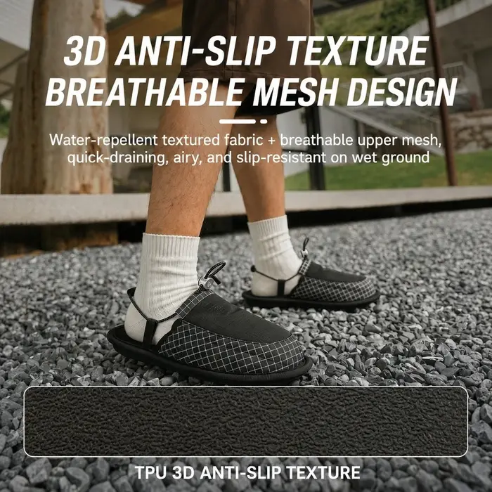 CAMPLEADER Chaussons de camping légers et pliables, chaussures aquatiques antidérapantes à séchage rapide pour la plage, l'hôtel, l'avion, les voyages et le camping