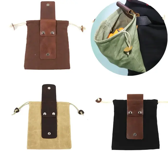 Sac de recherche de nourriture Portable en plein air, pochette de cueillette de fruits pliable, rangement de baies Puch, sac en toile de brousse en cuir, randonnée Camping 1 pièce