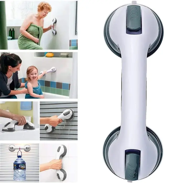 Barre d'appui de salle de bain, poignée de douche, barre de traction, super adhérence, double verrouillage, ventouse de sécurité, support antidérapant pour toilettes