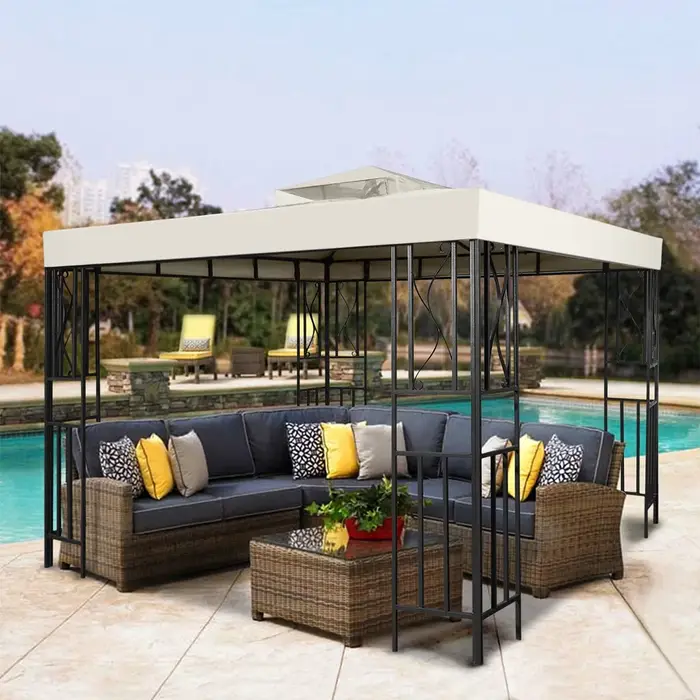 Housse de remplacement pour tonnelle de jardin 3x3M, auvent de remplacement à 2 niveaux pour tente de jardin extérieure, toit de tente de patio pour protection solaire