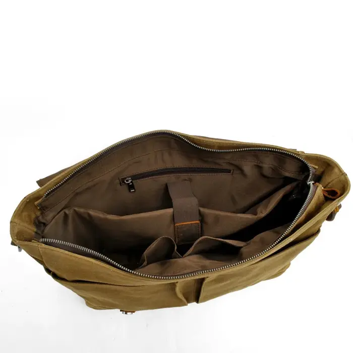Sac pour homme - Sac pour appareil photo - Sac à bandoulière décontracté - Toile batik avec cuir Crazy Horse - Sac