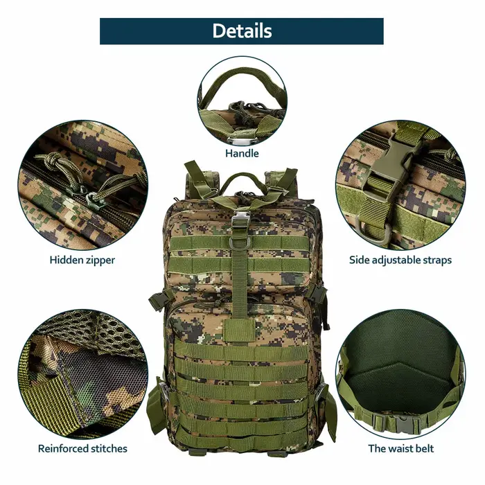 50 litres extérieur tactique double épaule grand 3P sac à dos Backcountry cyclisme sport sac à dos voyage attaque camouflage multi-fu