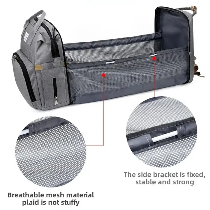 1PC nouveau sac de maman pour utilisation en extérieur lit pliant portable pour dormir mère et bébé sac à dos, sac à dos de grande capacité, sac de maman