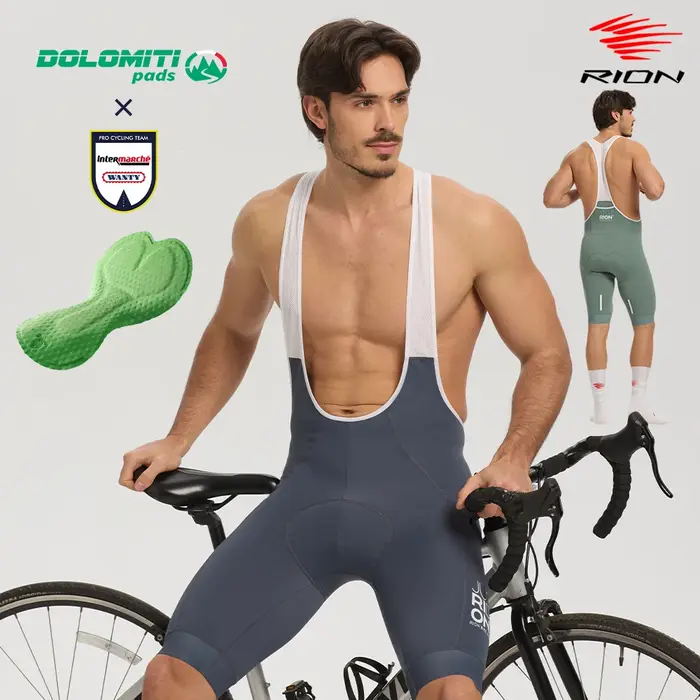 RION hommes short de cyclisme collants de vélo vtt bavoir bretelles haute densité Dolomiti 8 heures 