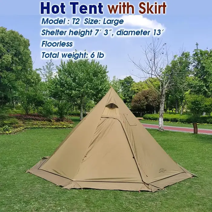 Tente Tipi Légère avec Tuyaux de Cannelure Ignifuge