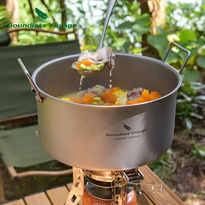 Boundless Voyage Camping en plein air Marmite 5 L Titane