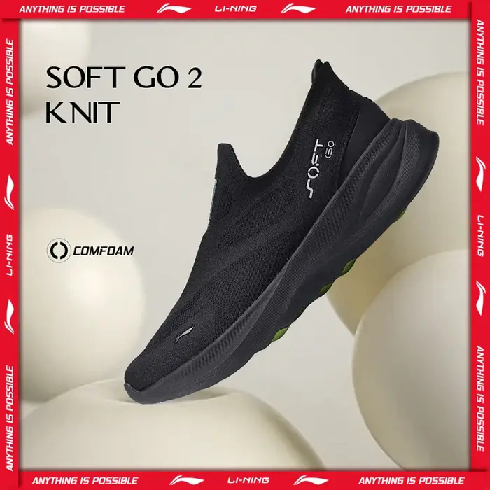 Li-Ning Chaussures de marche décontractées en tricot SOFT GO 2 pour hommes