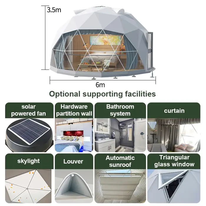 Tente dôme géodésique de luxe pour le glamping en plein air