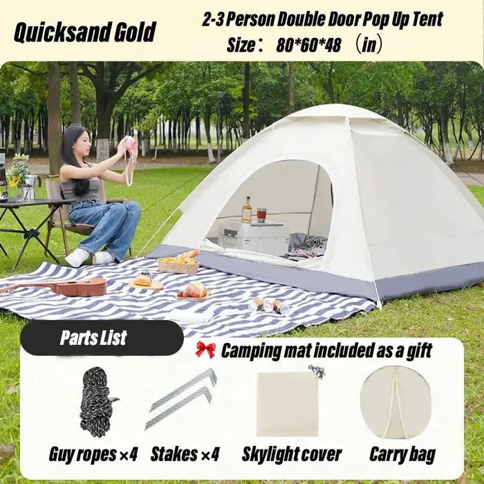 Tente de camping pliable d'extérieur, portable, imperméable, résistante au soleil, automatique, faci