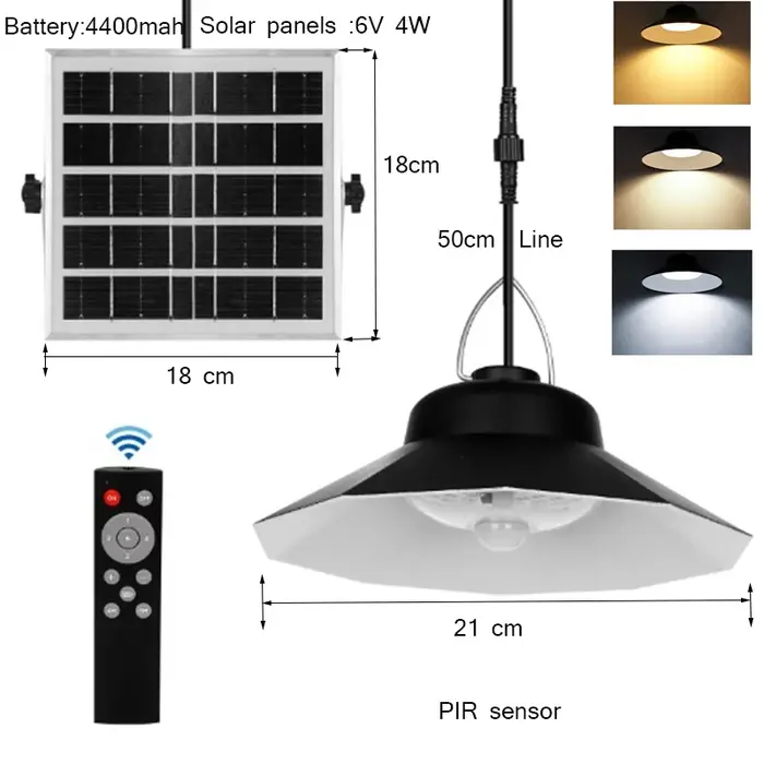 Lampe Solaire Suspendue avec Détecteur de Mouvement