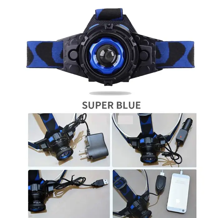 Lampe frontale LED étanche 8000Lums batterie intégrée