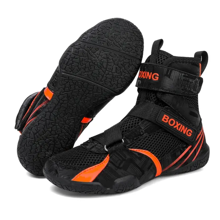 Chaussures de boxe pour enfants, baskets d'entraînement légères, blanches et noires, bottes de lutte