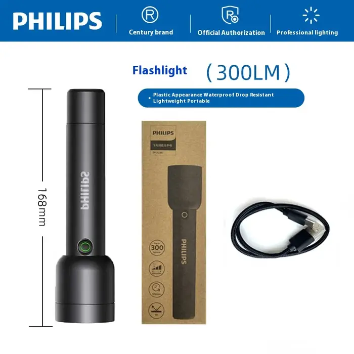Philips Sfl1236 lampe de poche LED haute puissance avec 4 Modes d'éclairage lampe LED Rechargeable Portable pour lumières de Camping en plein air
