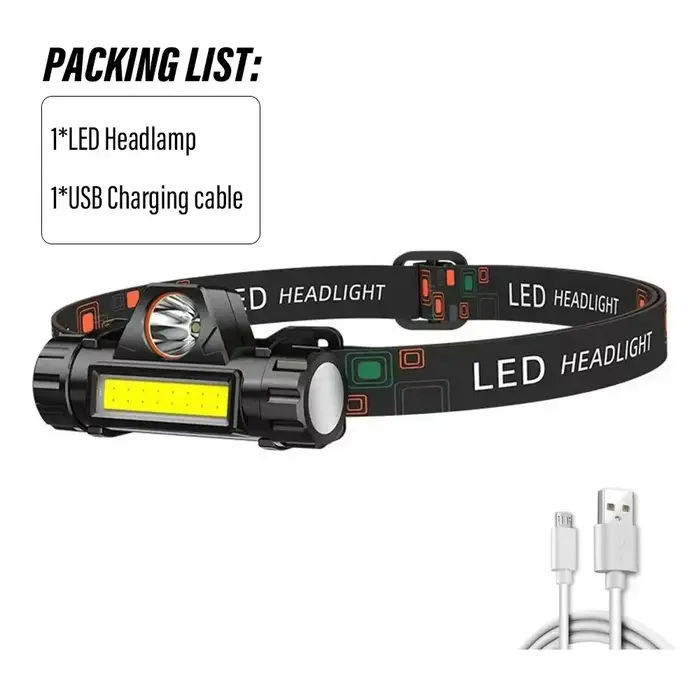 Lampe frontale LED de pêche Rechargeable, phare de Camping XPE COB, lampe de travail, 2 Modes d'écla