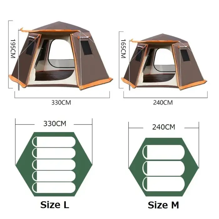 Nouvelle tente de Camping automatique améliorée, grande tente hexagonale Anti-UV étanche pour l'exté