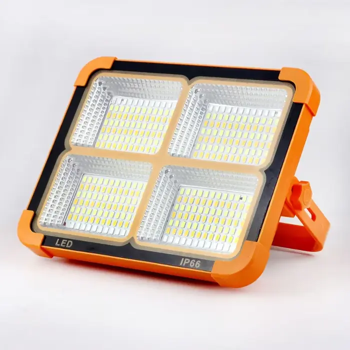 Lampe de camping solaire portable avec support, projecteur LED rechargeable sans fil pour travaux ex