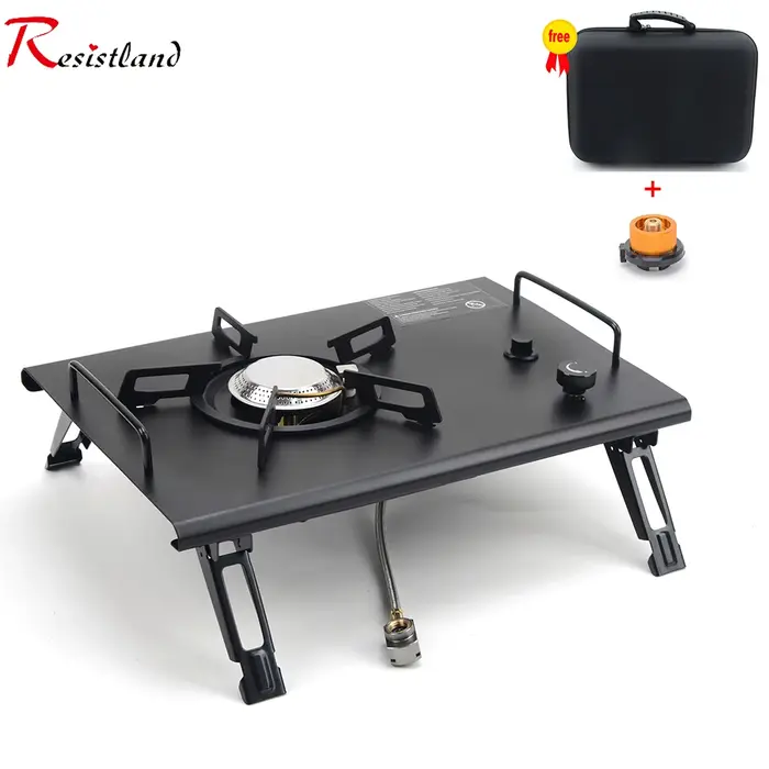 Table pliante et amovible en bois IGT, cuisinière à gaz, Portable et légère, pour barbecue, pique-ni