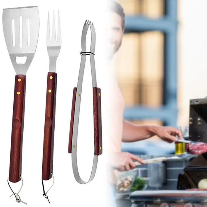 Kit de grillades à manche en bois