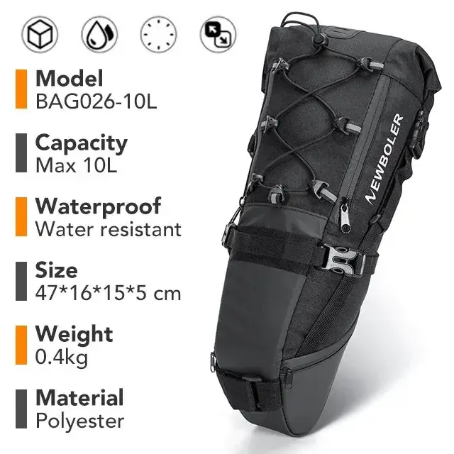 NEWBOLER sac de vélo étanche 10L grande capacité sac de selle
