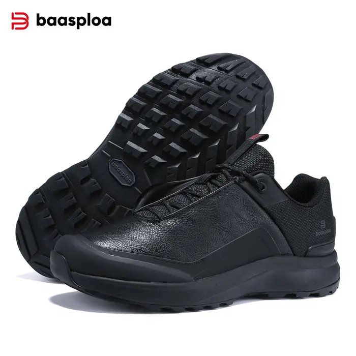 Baasploa – chaussures de randonnée en cuir Litchi pour hommes, baskets de trekking et d'escalade de
