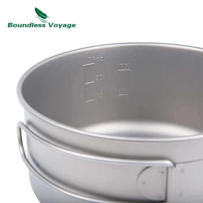Boundless Voyage-Ensemble de casseroles en titane avec plaque pliante, bol ultraléger, camping, rand