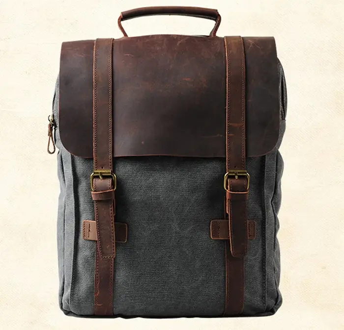 Mode homme sac à dos en cuir militaire toile sac à dos hommes sac à dos femmes école sac à dos sac d'école sac à dos mochila