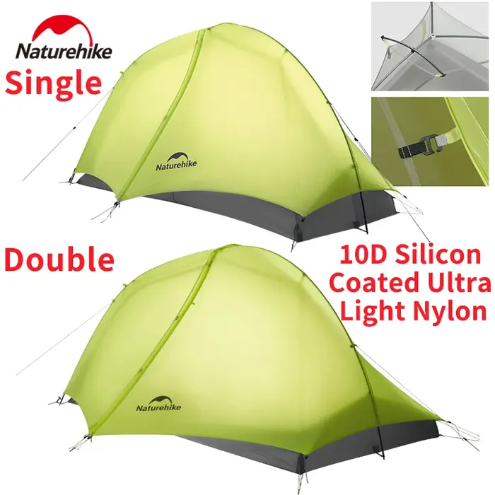 Tente de randonnée Naturehike Star Trail EXT 10D en nylon enduit de silicone ultra-léger, résistance aux intempéries niveau 7, résistance au vent, autoportante